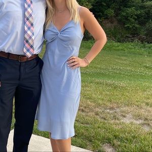 Twist Front Blue Slip Dress